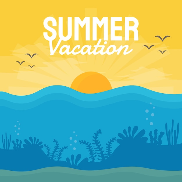 Summer banner template illustration