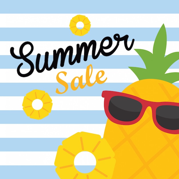 Vector summer banner with pineapple