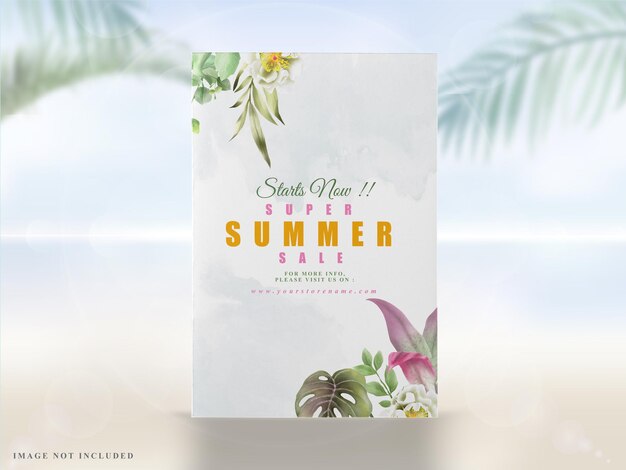 summer banner with tropical floral