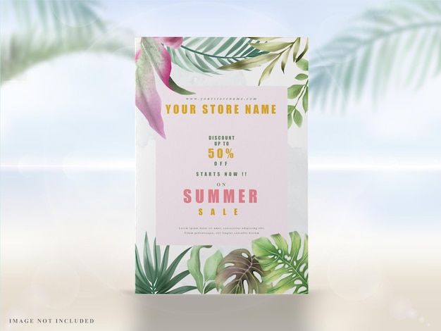 Vector summer banner with tropical floral