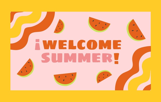 summer banner with watermelon illustration
