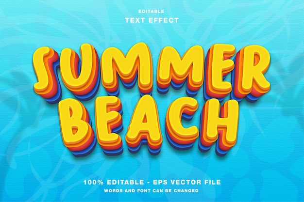 Effetto testo modificabile summer beach 3d