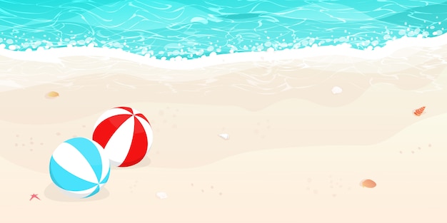 Summer beach, beach balls vector