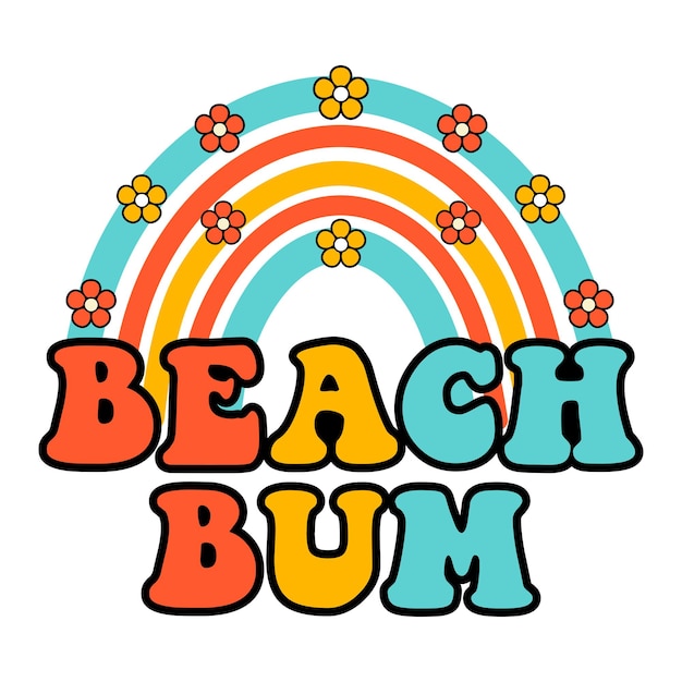 Summer Beach Bum Vibes Boho Rainbow Pattern Summer Beach Sunset Summer 승화 티셔츠 디자인