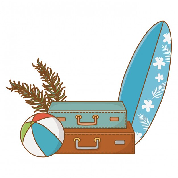 Vector summer and beach cartoons elements
