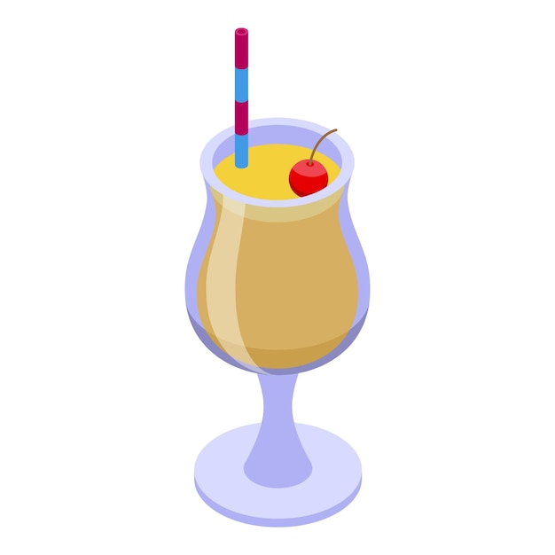 Vector summer beach cocktail icon isometric vector juice minimal