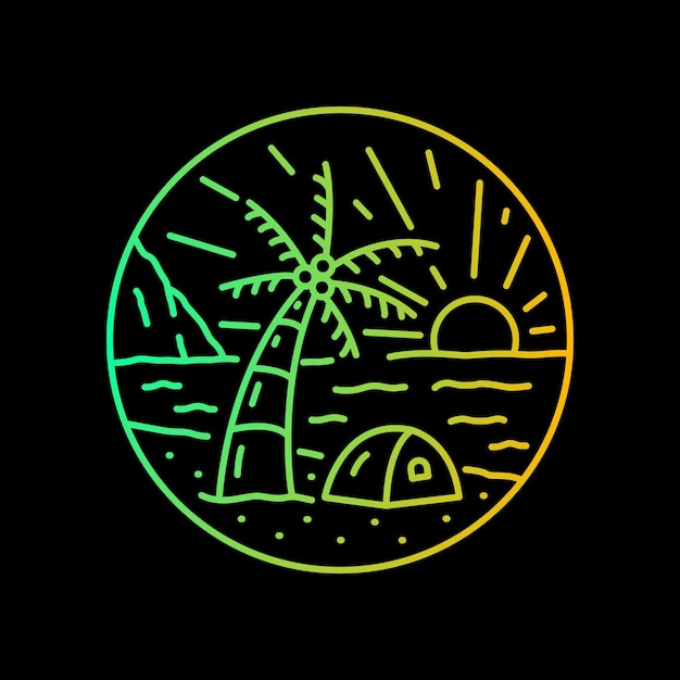 Summer beach coconut tree and camp design for tshirt badge sticker etc