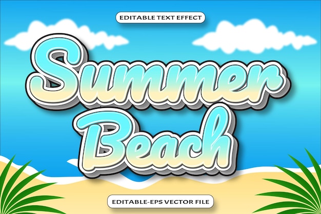 Summer beach editable text effect 3D emboss style design