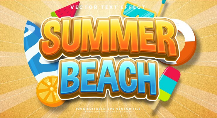 Vector summer beach editable text effect suitable to celebrate the summer event