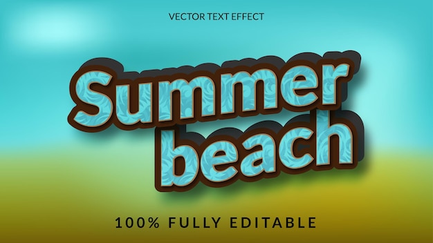 Vector summer beach editable text effect