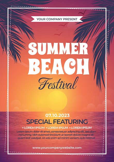 Vector summer beach festival poster