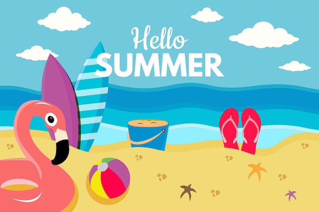 Summer beach flat background