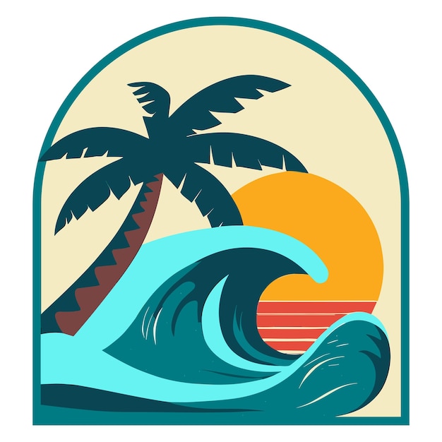 Summer beach flat illustration