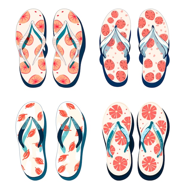 Vector summer beach flipflops vector set