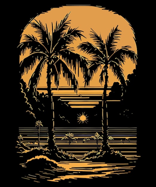 여름 해변 그래픽 티셔츠 디자인