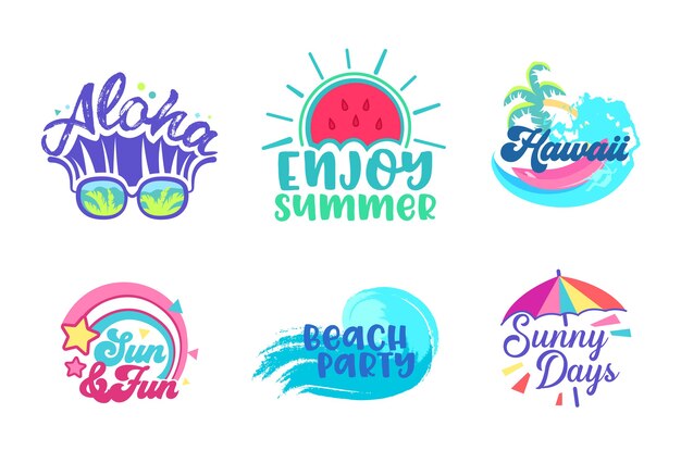 Vector summer beach holiday tropical badge set.