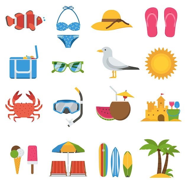 Vector summer beach icons