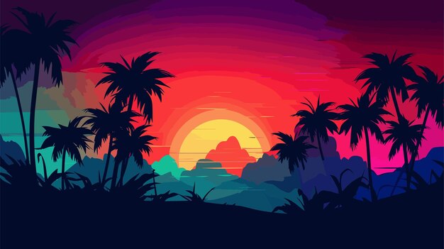 Vector summer beach illustration background