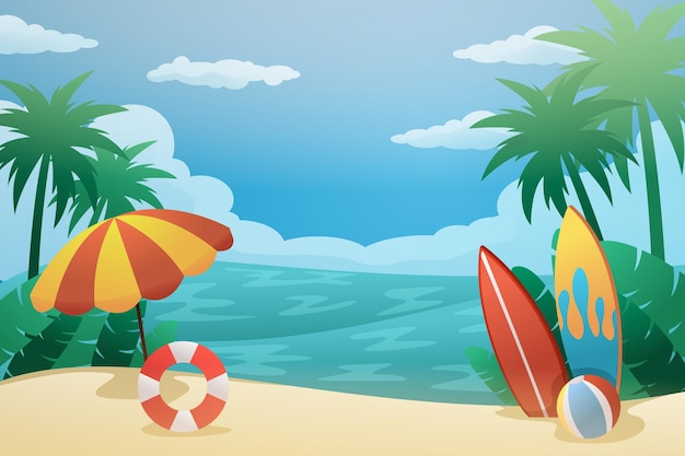 Summer beach landscape background illustration