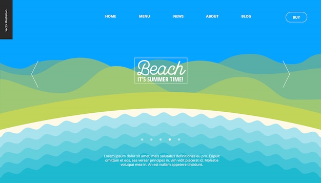 Vector summer beach landscape background web banner template