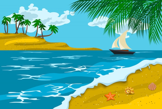 Summer Beach Landscape Illustration