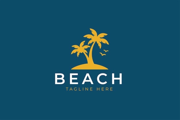 Vettore concetto del logo summer beach concetto di spiaggia identità del marchio vibrazioni estive per il segno delle vacanze e delle vacanze