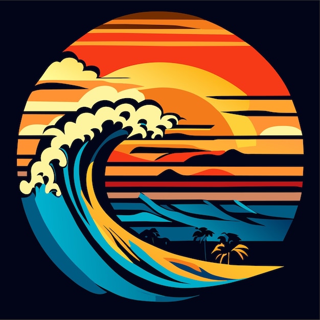 Vector summer beach logo design or t shirt design or surfboard design