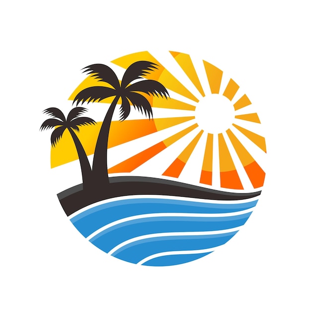 夏のビーチのロゴのデザインベクトルテンプレート
