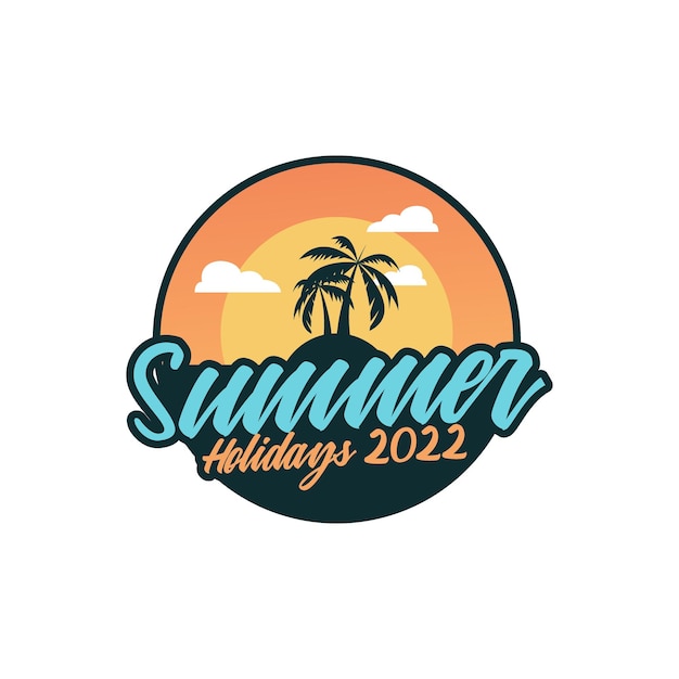 Summer beach nature landscape vector logo design