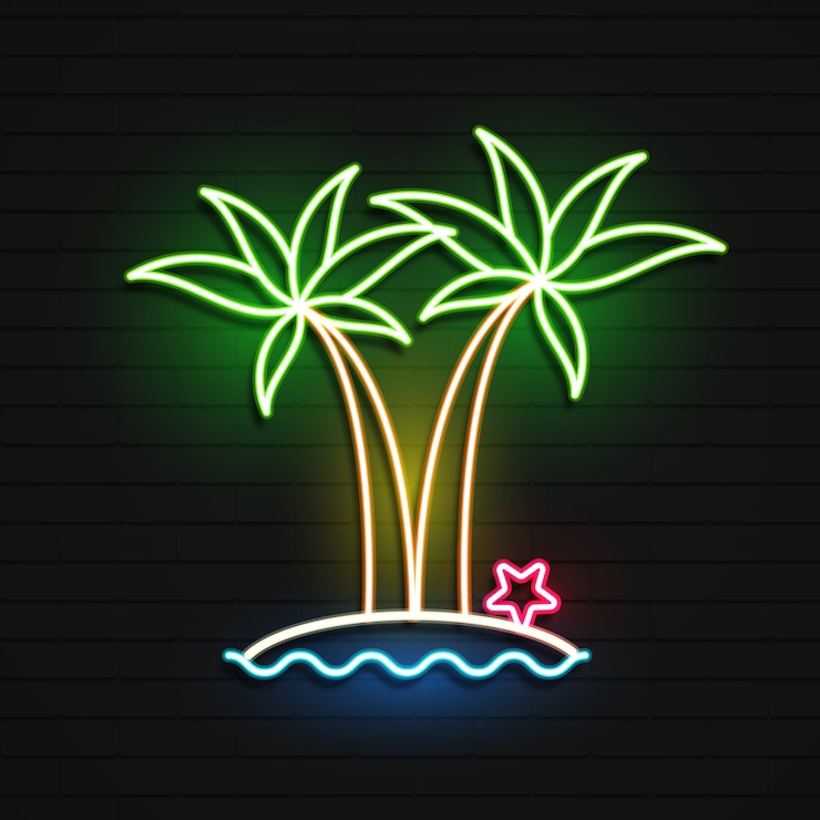 Vector summer beach neon sign.