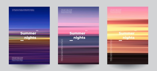 벡터 여름 해변 밤 배경은 여름 색상으로 창의적인 그라디언트를 설정합니다.