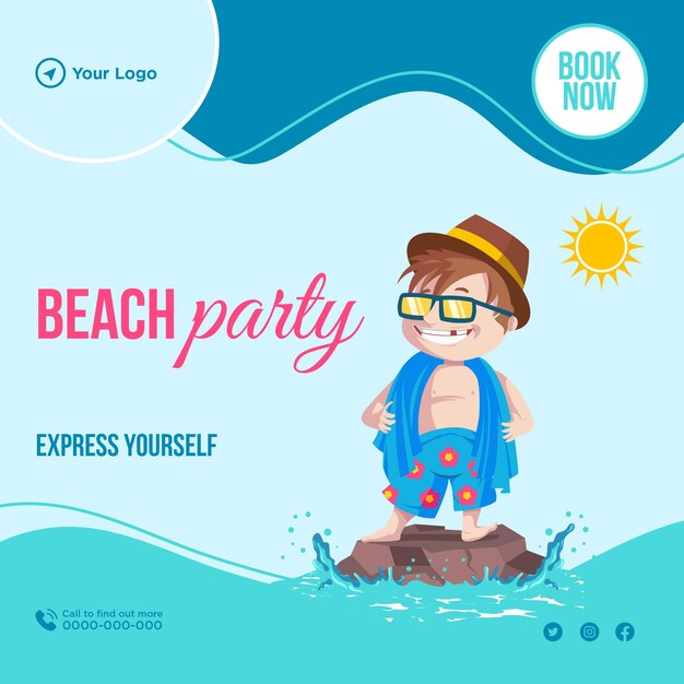 Vector summer beach party banner design template