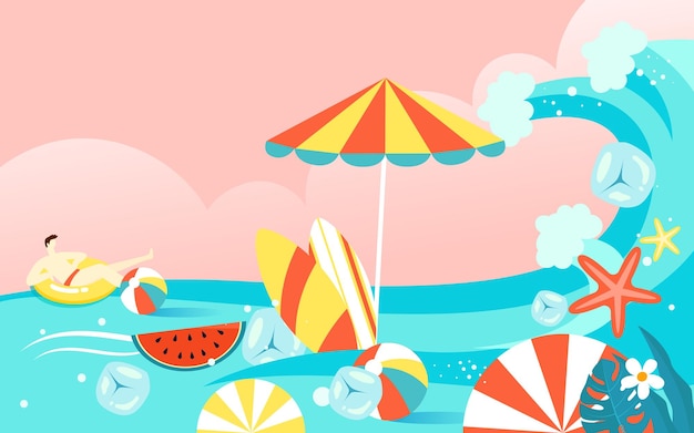 Summer beach party character summer seaside vacation vector illustration