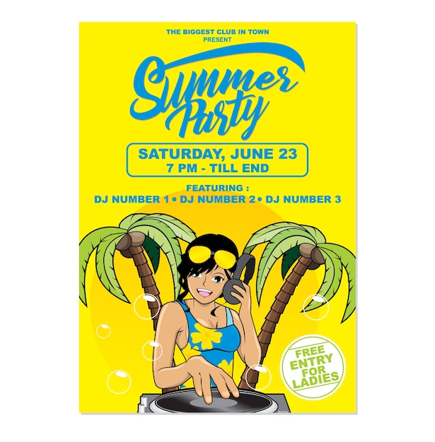 Premium Vector Summer beach party poster template