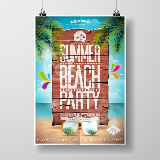 Vector summer beach party poster