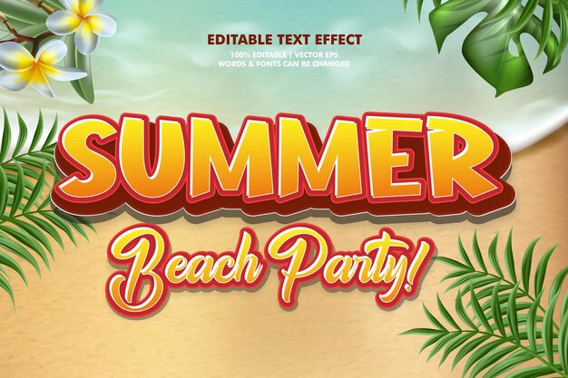 summer beach party vector text effect editable text effect design summer theme