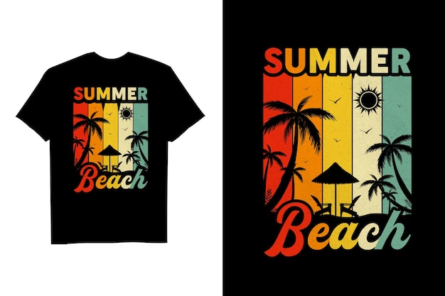 summer beach retro vector illustration vintage t shirt