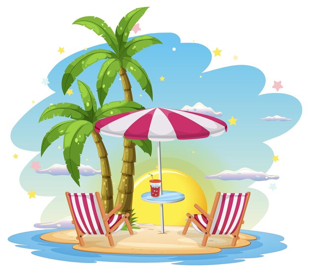 Summer beach scene template