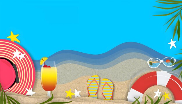 夏のビーチシーン 熱帯の休日のイラスト