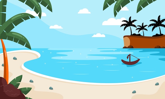 summer beach scene vector background