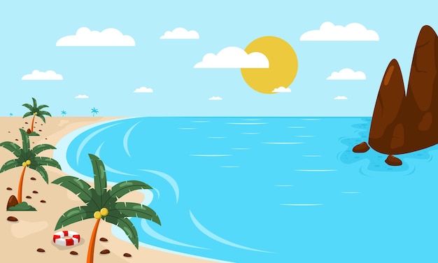 夏のビーチシーンのベクトル背景