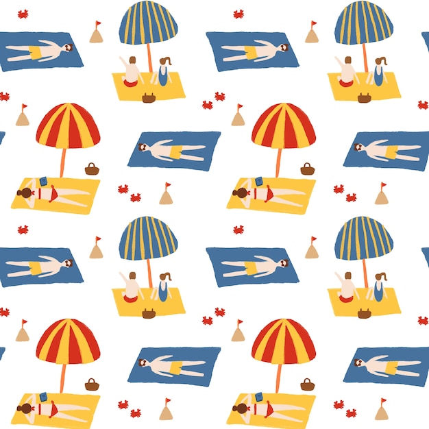 Summer beach seamless pattern background