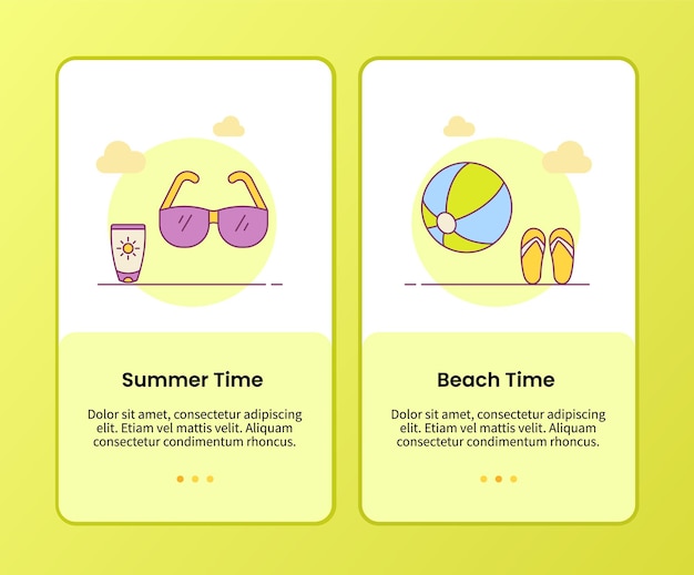 Vector summer beach time campaign for onboarding mobile apps application banner template