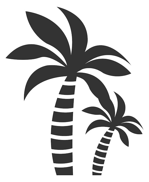 Summer beach tree icon Black palm symbol