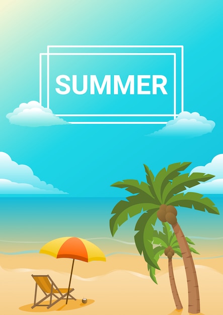 Summer beach umbrella and chair background