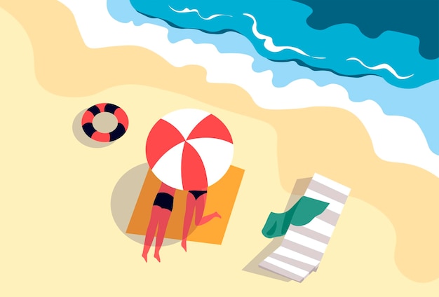 Summer beach vacation and relax by seaside vector