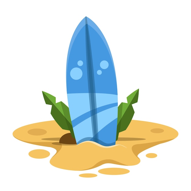 Summer beach vector concept design. Summer beach party text in surfboard element with floaters.