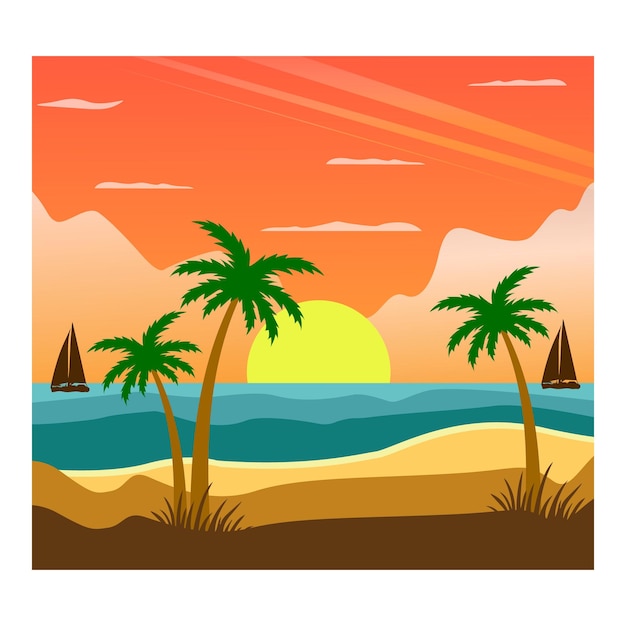 Summer Beach Vector Illustration T-Shirt Design