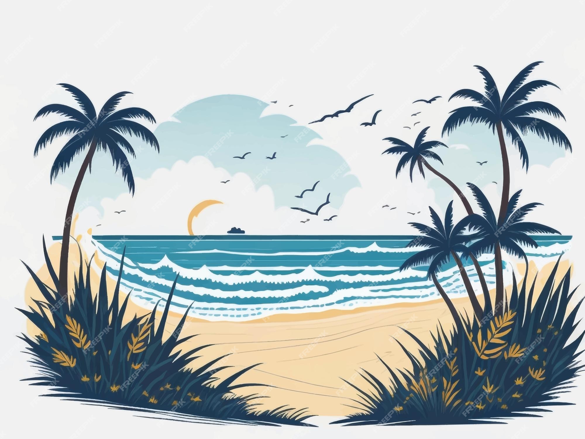 Summer Time In Beach Sea Shore With Realistic Objects. Vector Illustration  Royalty Free SVG, Cliparts, Vetores, e Ilustrações Stock. Image 37730977.