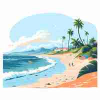 Vector summer beach vector sea vacation tropical holiday illustration design travel background s